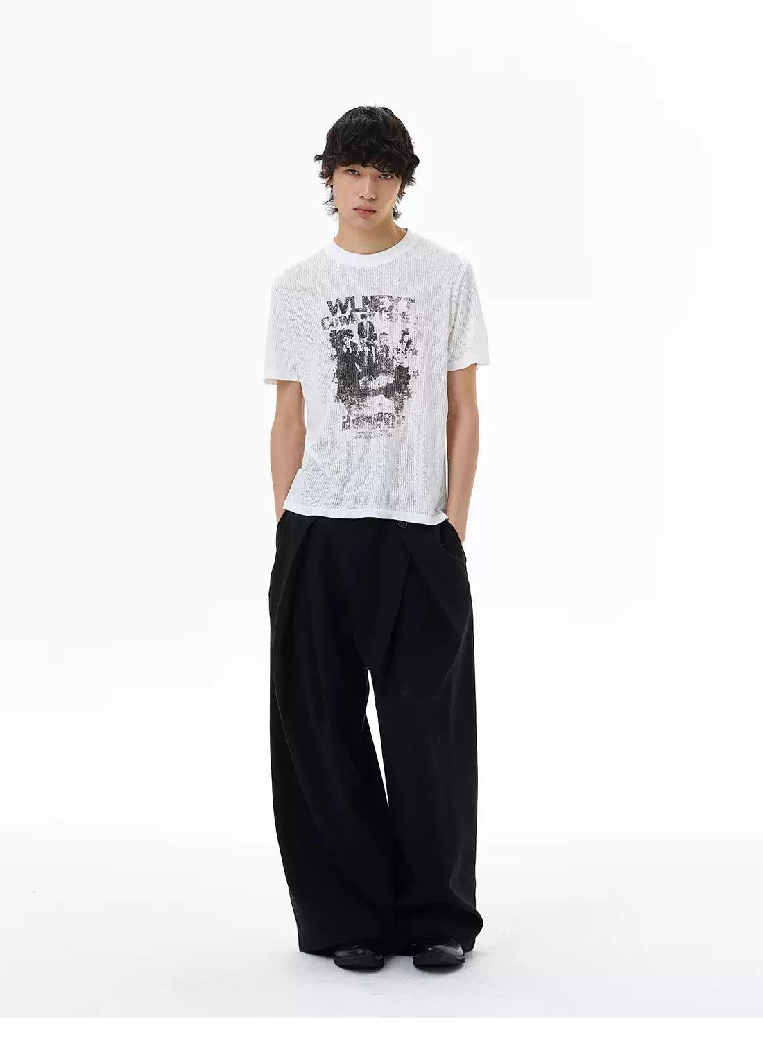 Grunge Print Textured T-Shirt