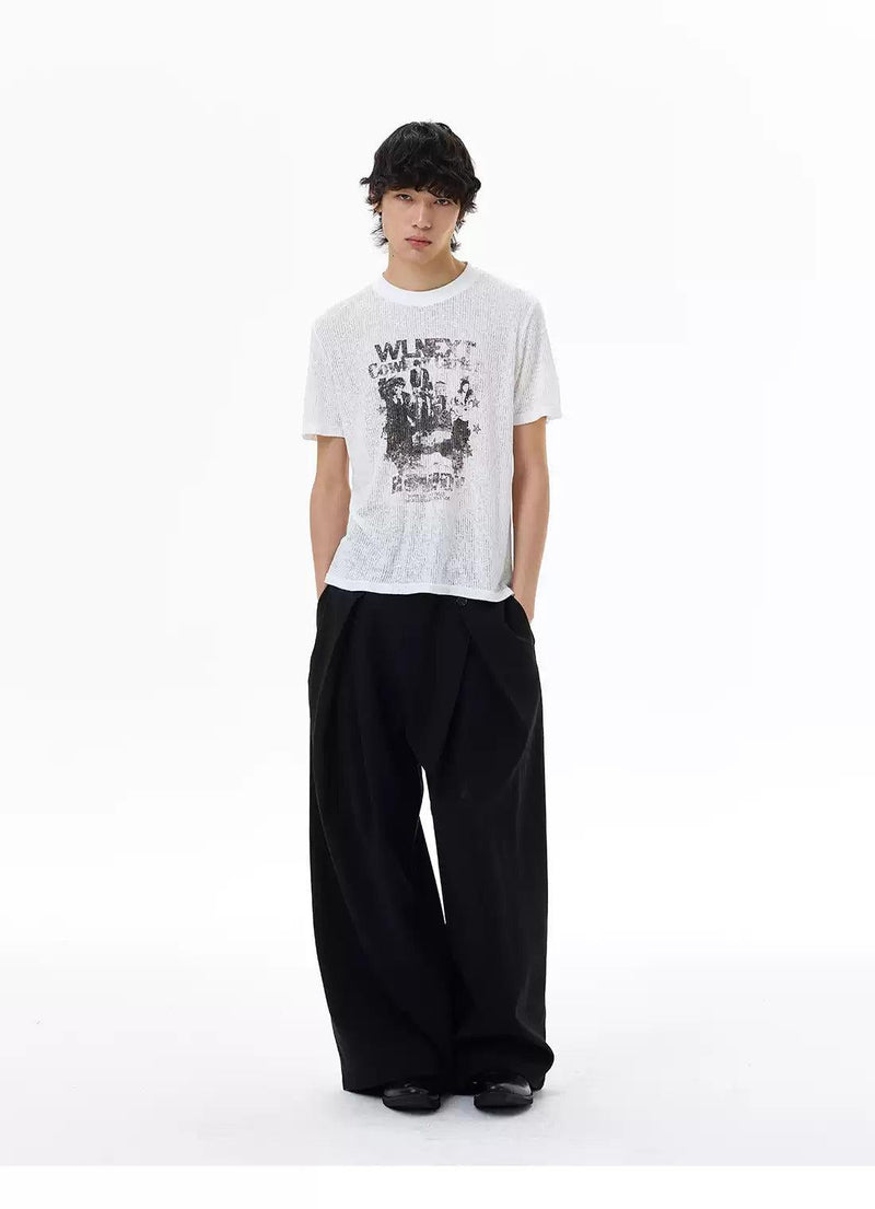Grunge Print Textured T-Shirt