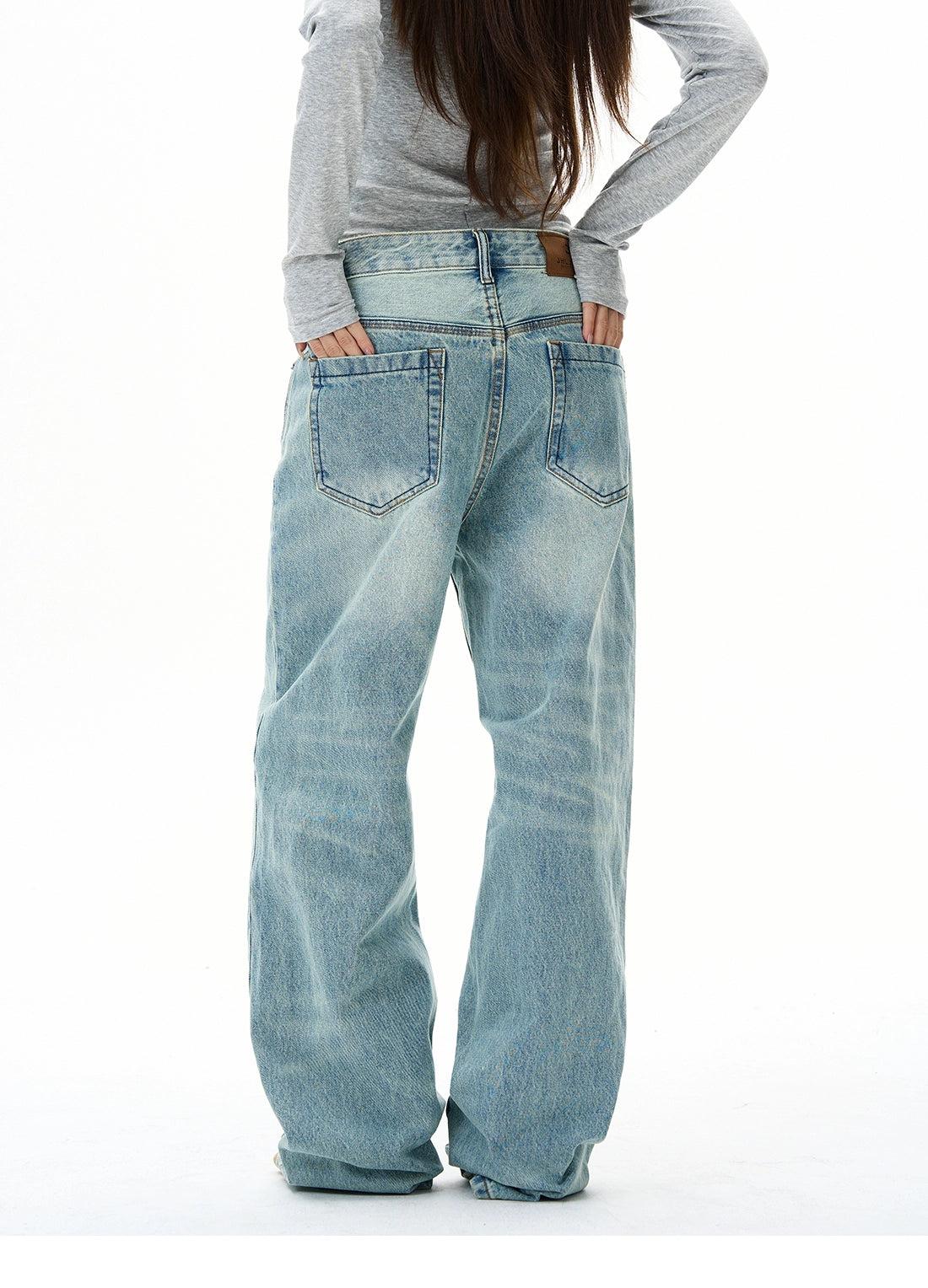 Faded Whiskers Straight Jeans