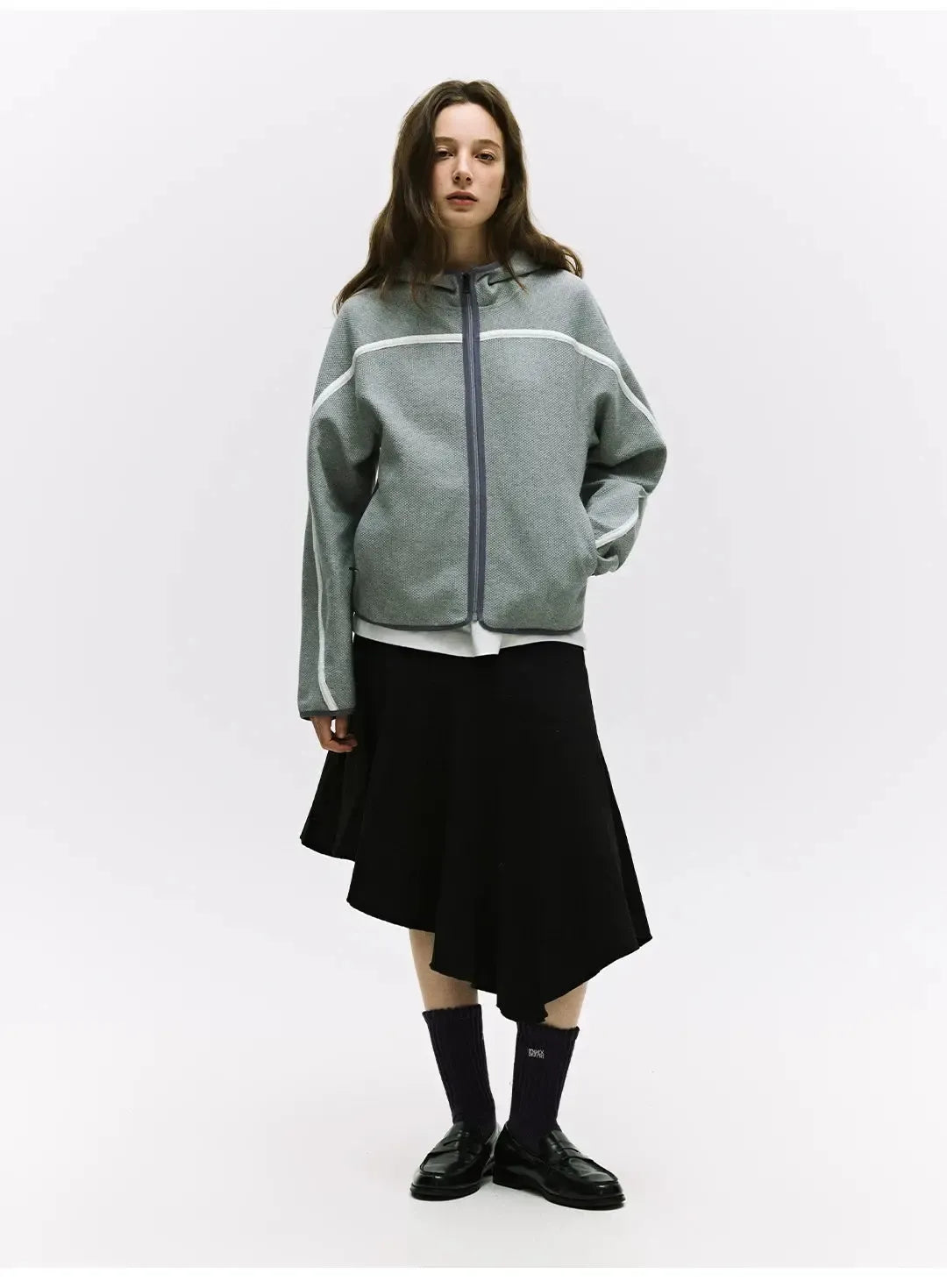 Contrast Zip Seam Detail Knit Jacket
