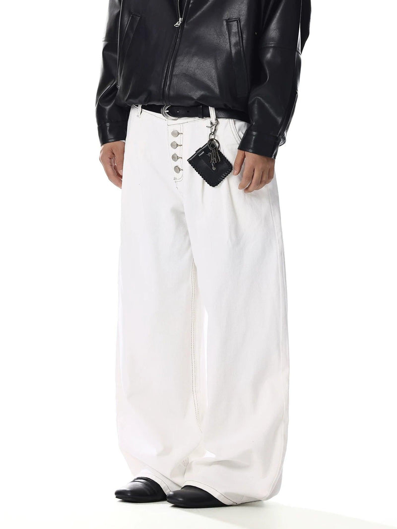 Five-Buttoned Wide Leg Pants