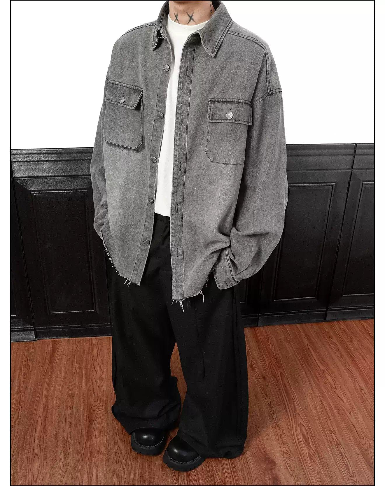 Washed Raw Edge Denim Shirt