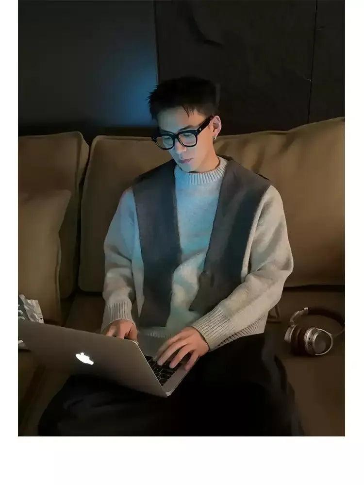 Contrast Shoulder Layered Sweater