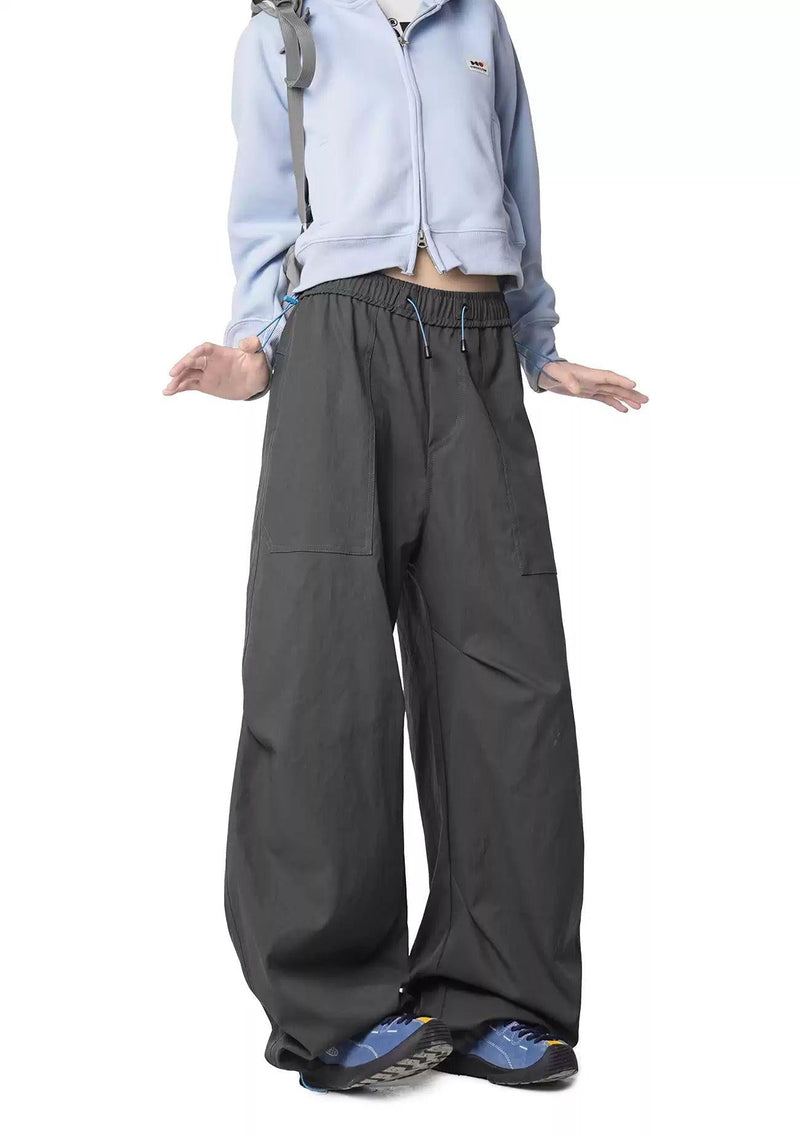 Contrast Adjustable String Track Pants