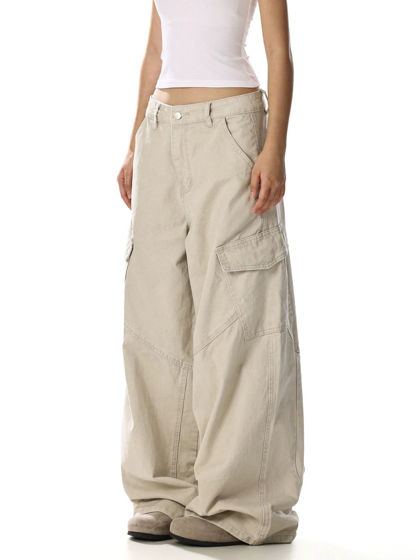 Vintage Wash Oversized Cargo Pants