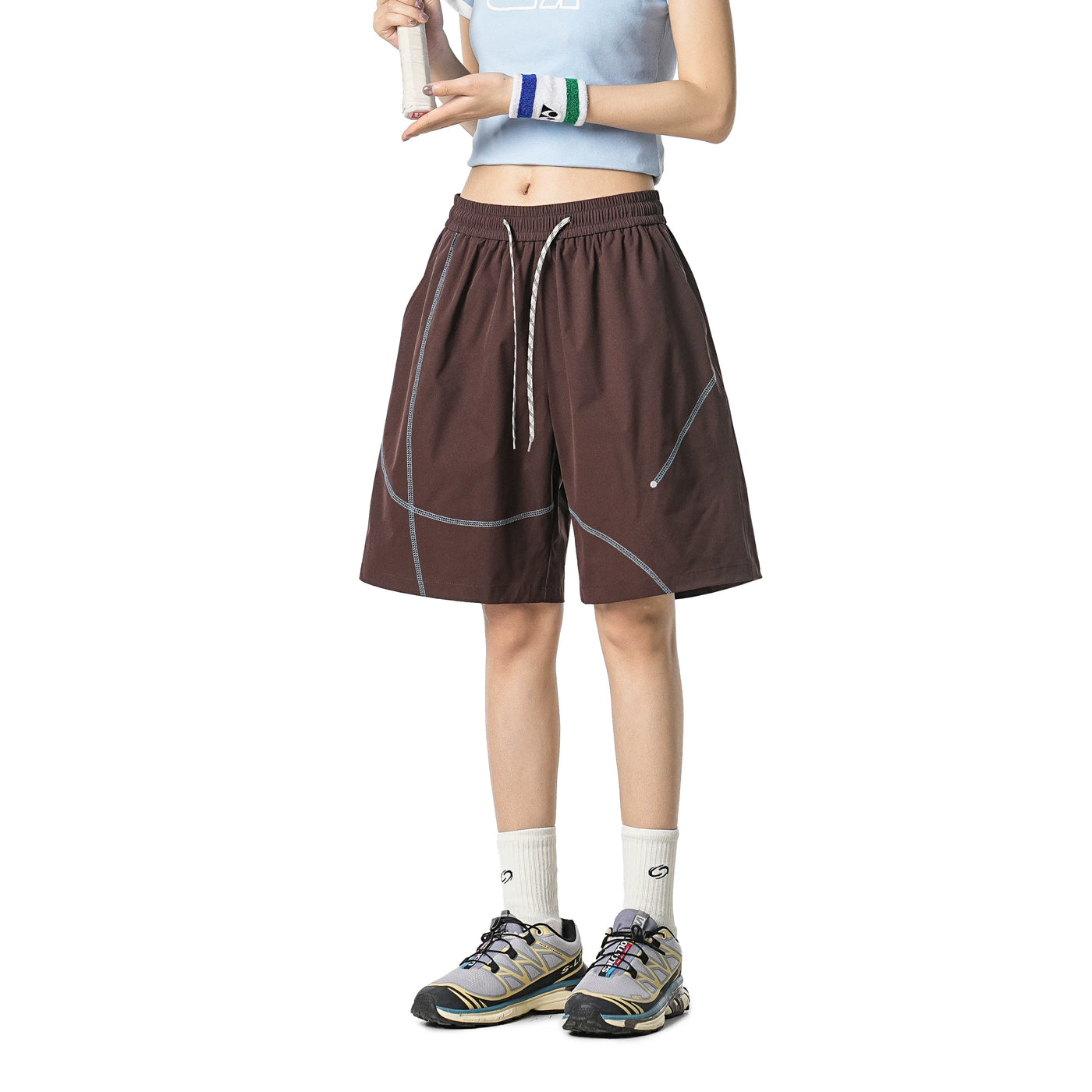 Drawstring Contrast Coverstitched Shorts