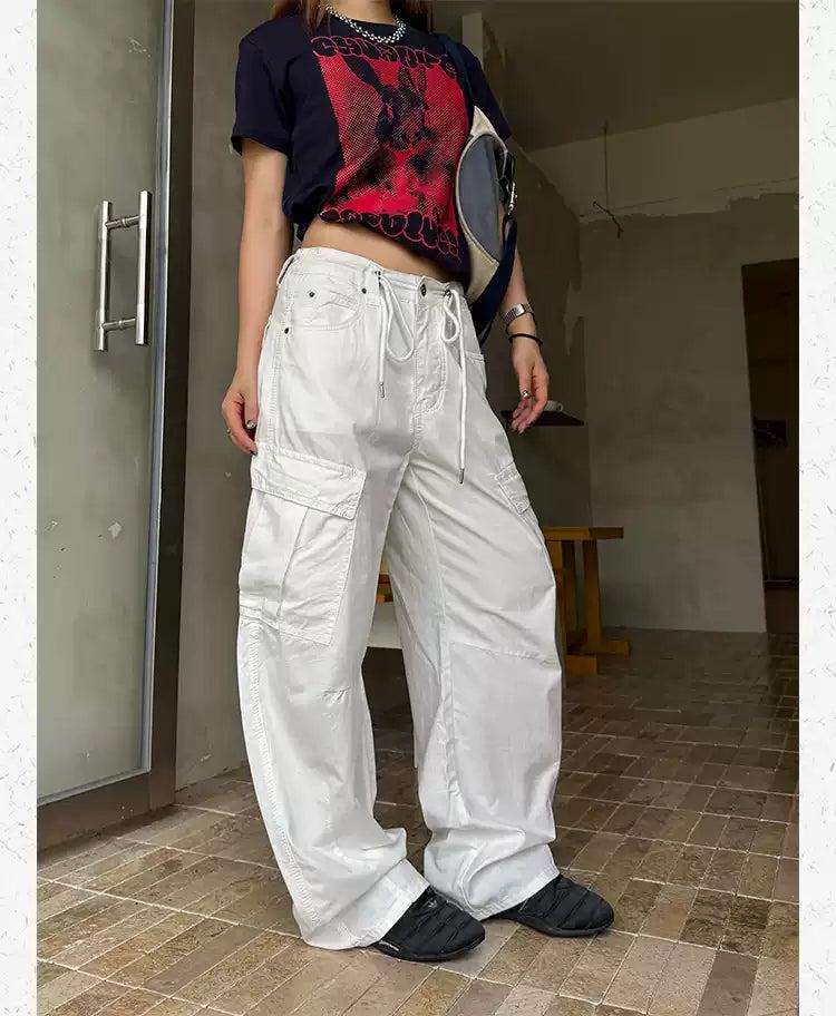 Pull String Side Pockets Cargo Pants