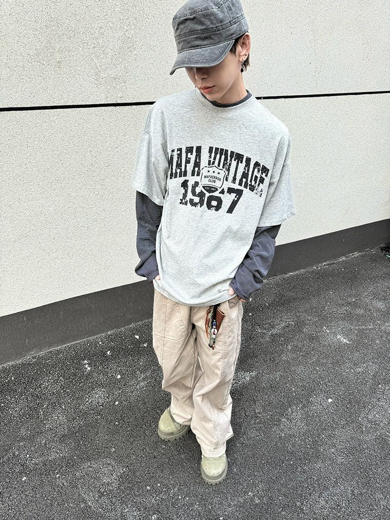 Spliced Printed L/S T-Shirt