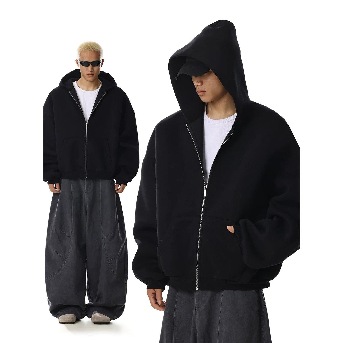 Oversized Wash Zip-Up Hoodie