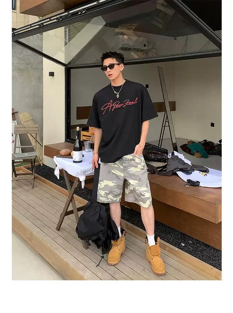 Washed Camouflage Cargo Shorts