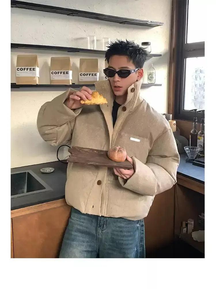 Funnel Neck Buttoned Puffer Jacket