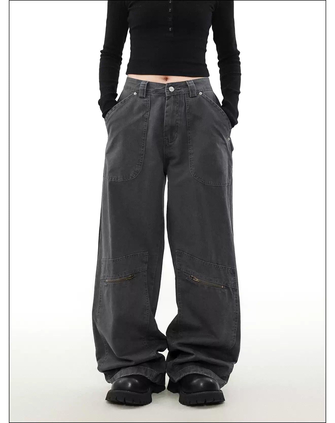 Slant & Zipped Pocket Cargo Pants