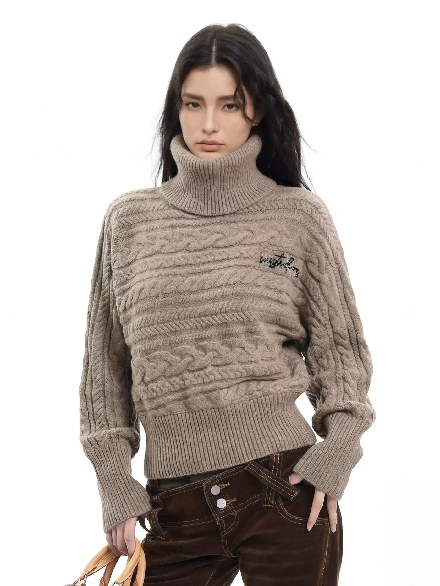 Detachable Funnel Neck Pattern Sweater
