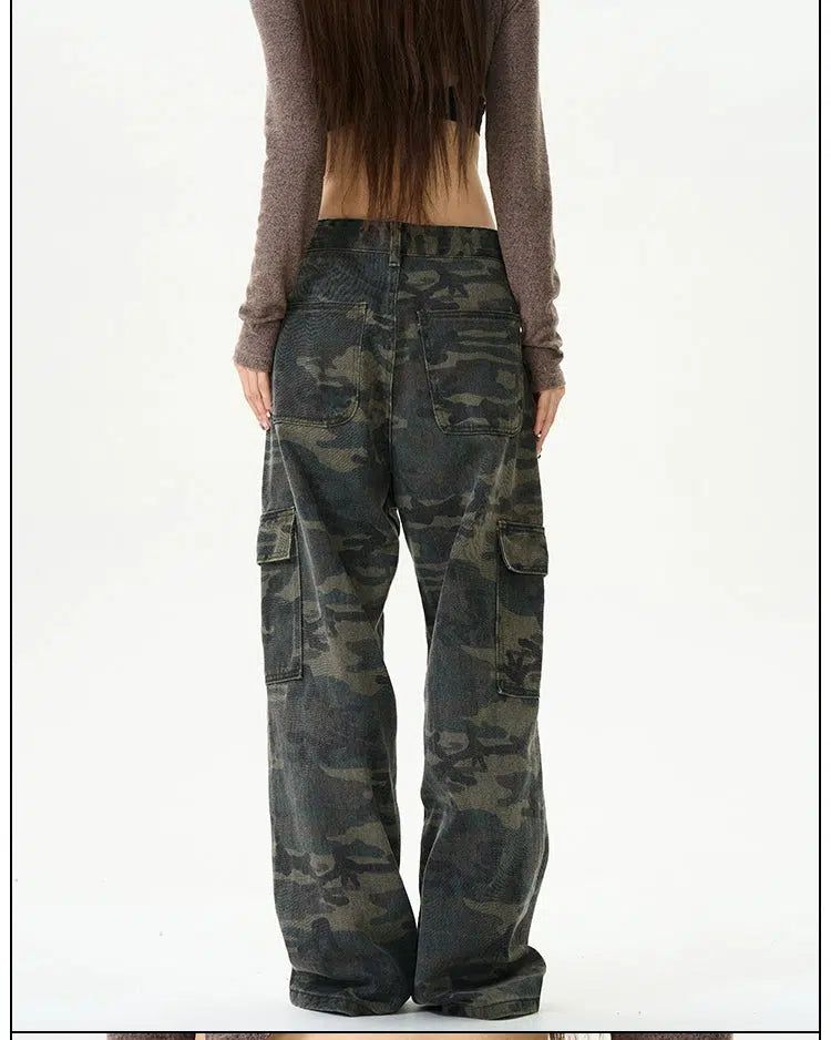 Faded Camo Straight Cargo Pants