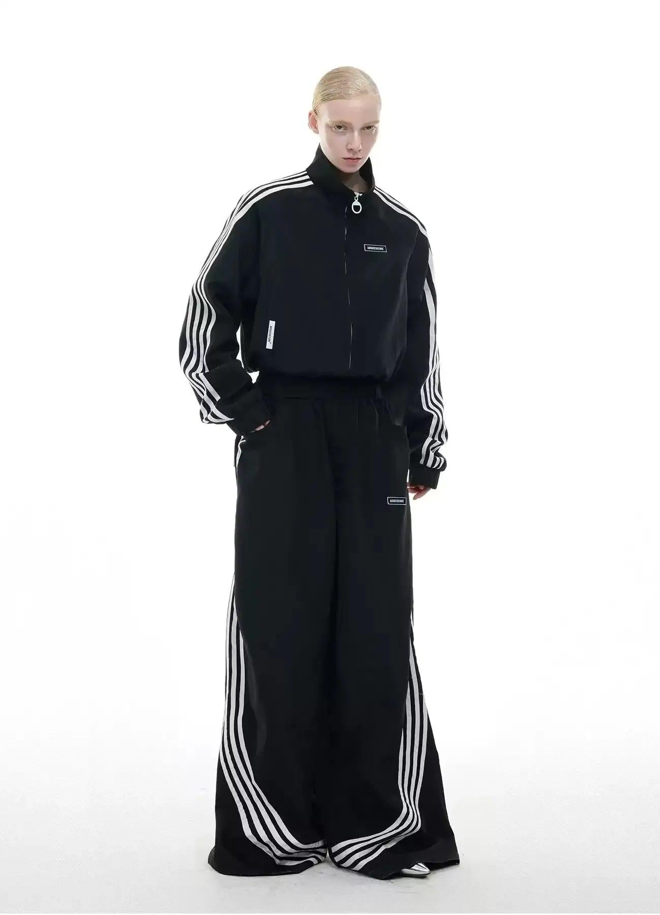 Four-Bar Athletic Jacket & Loose Pants Set