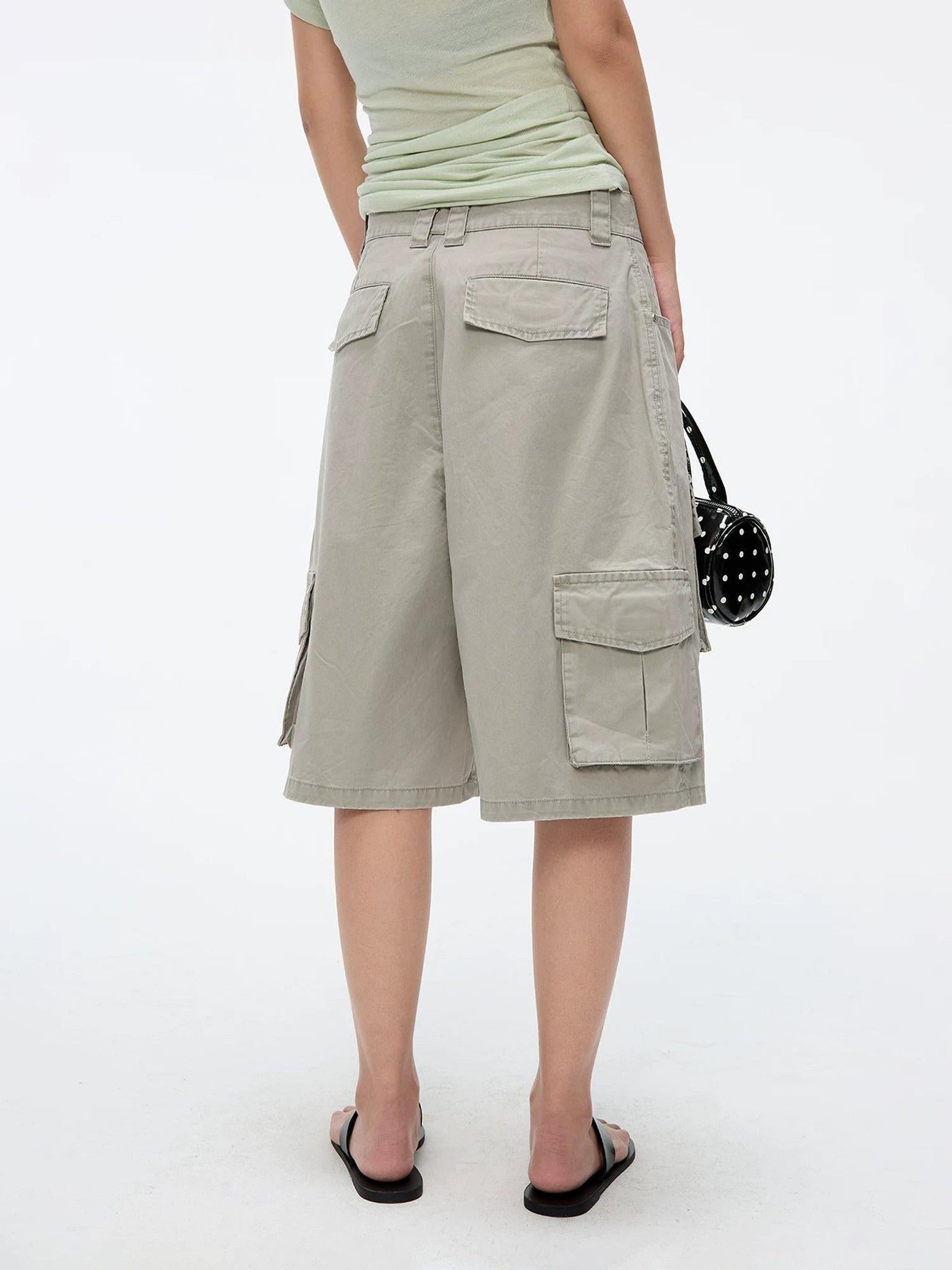 Scattered Pockets Utility Denim Shorts