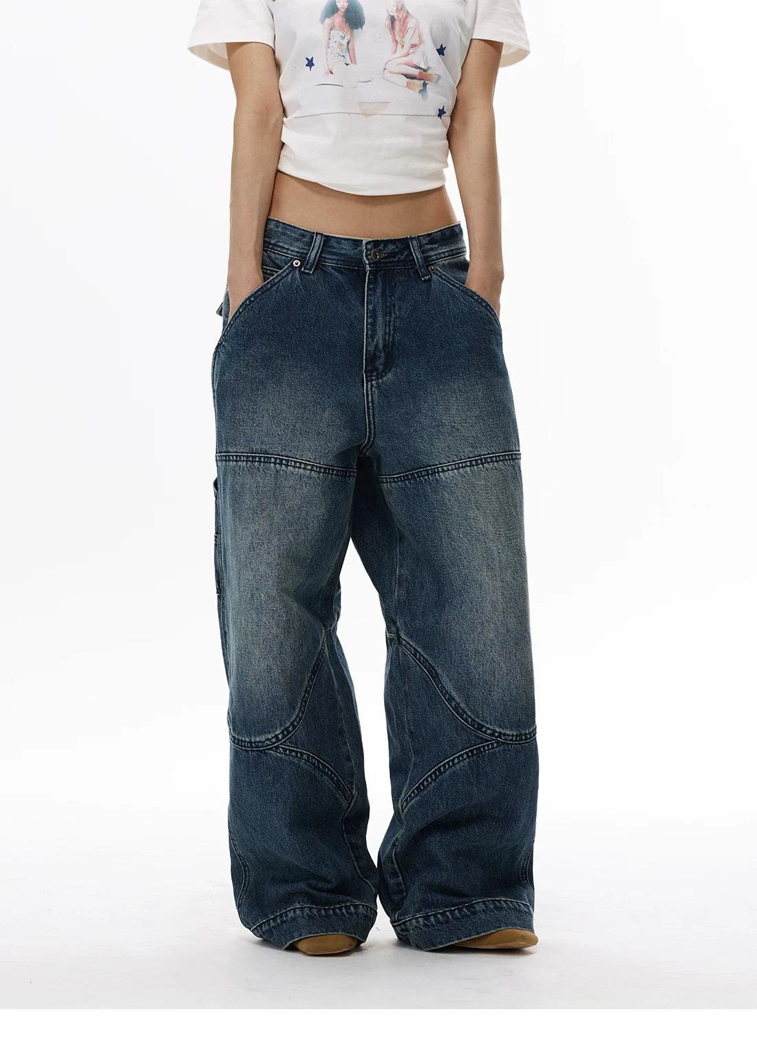 Washed Multi Seam Detail Jeans