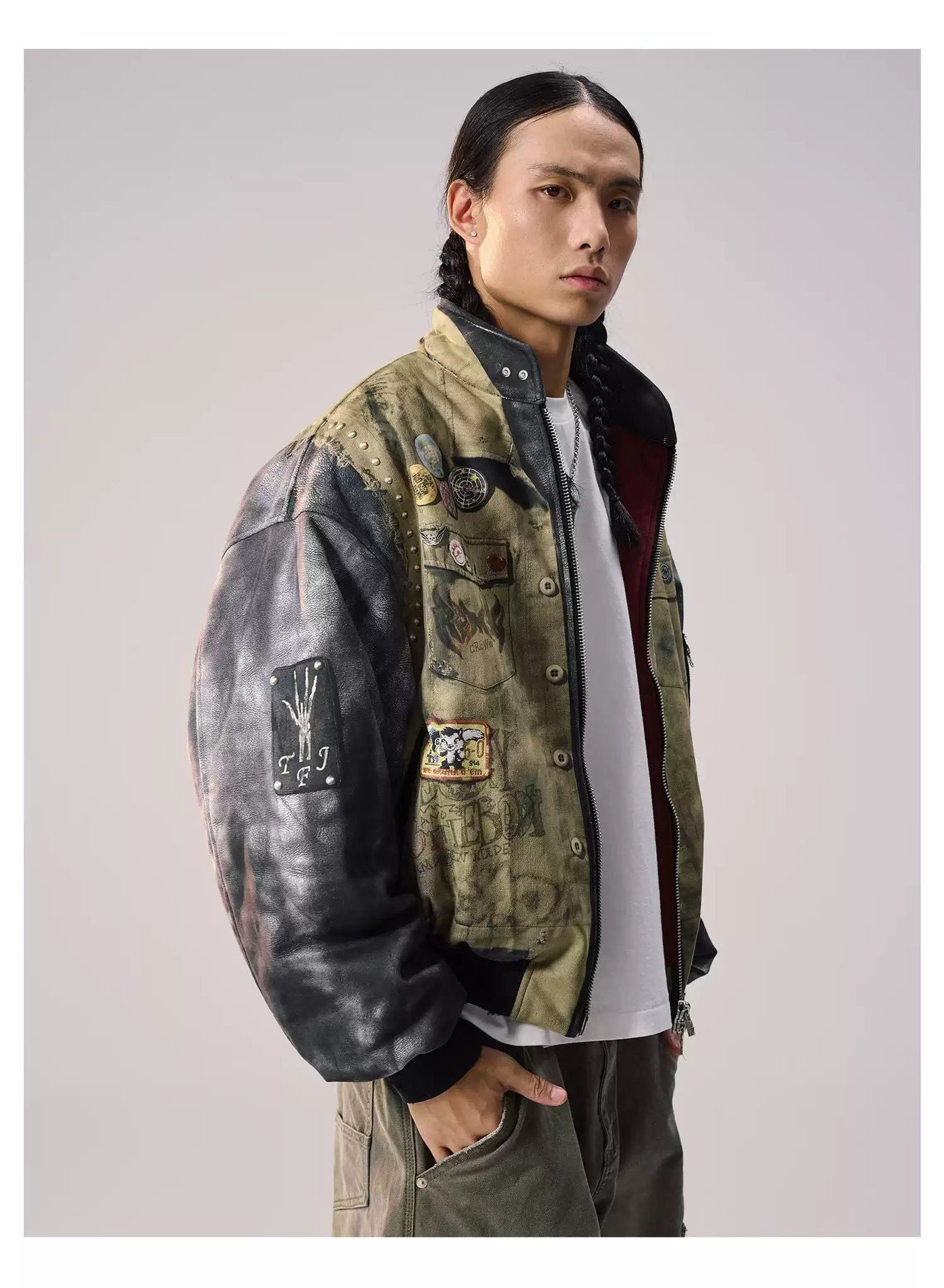 Spliced Sleeves Multi-Detail Jacket