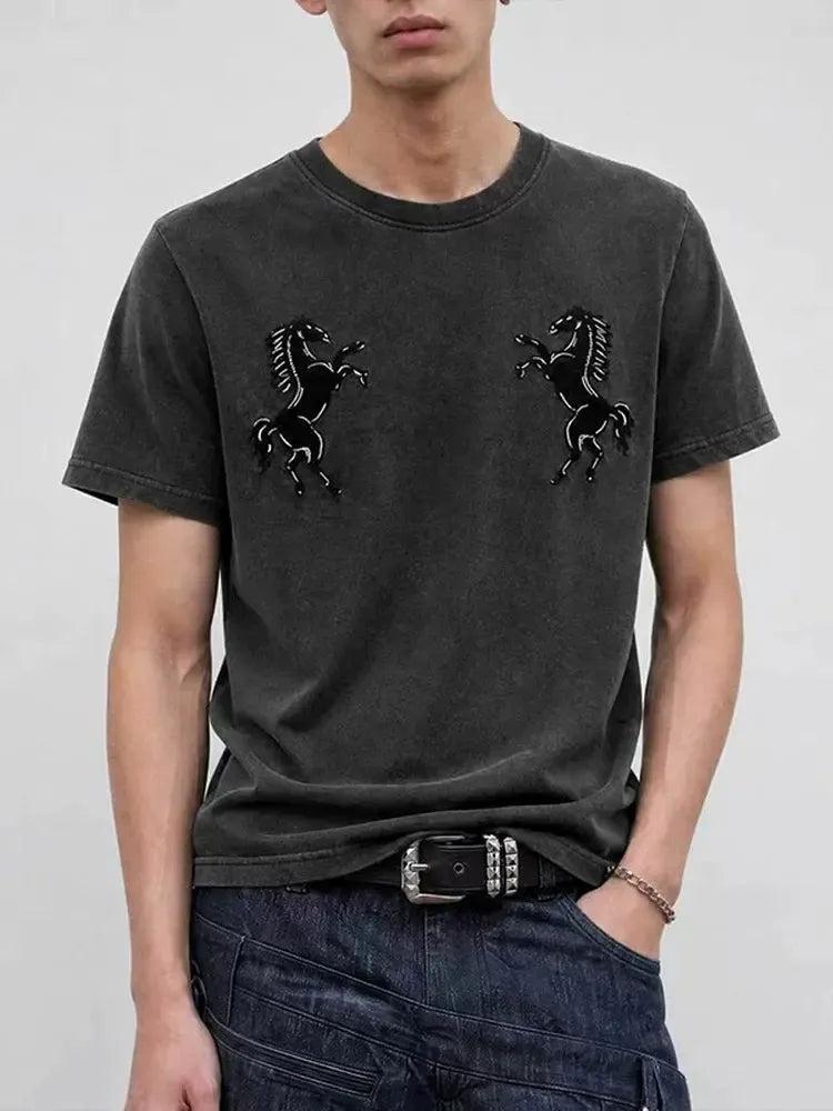 Vintage Horse Embroidery T-Shirt