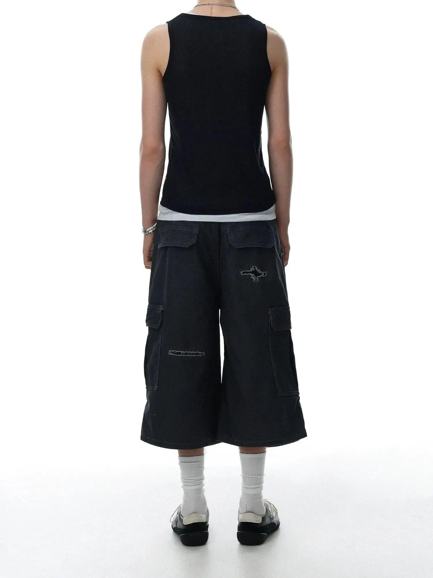 Distressed Patchwork Cargo Shorts