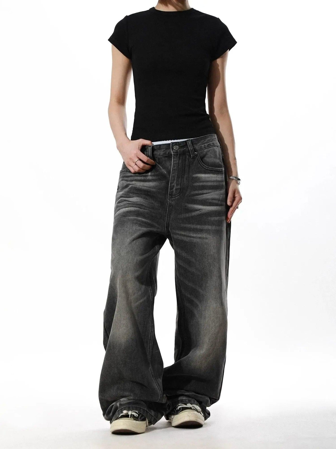 Vintage Distressed Straight Leg Jeans