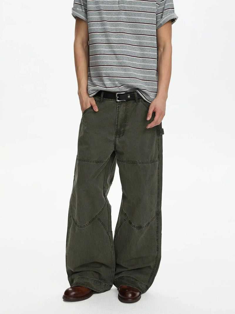 Acid Wash Straight Cargo Pants