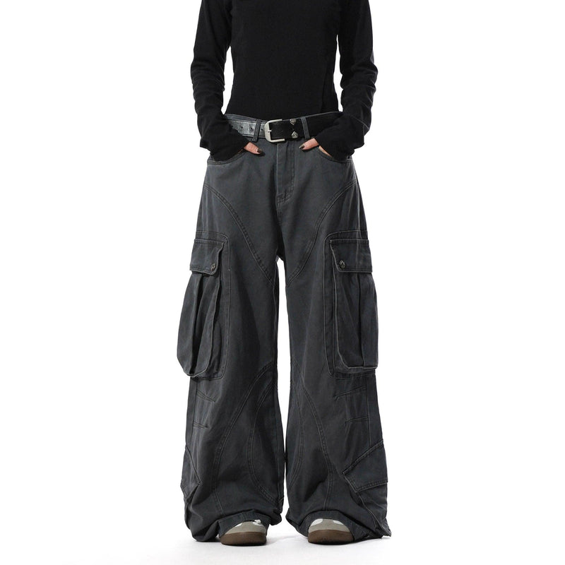 Side Pockets Structured Cargo Jeans