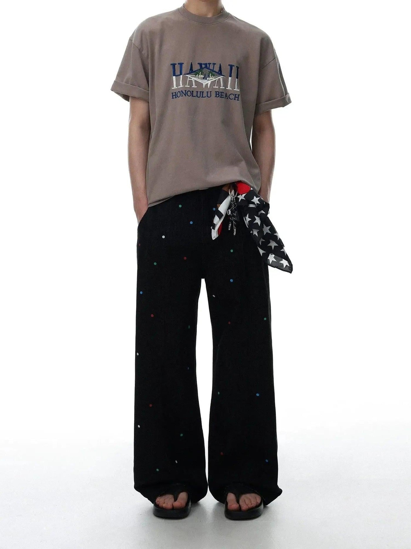 Splatter Polka Dot Wide Jeans