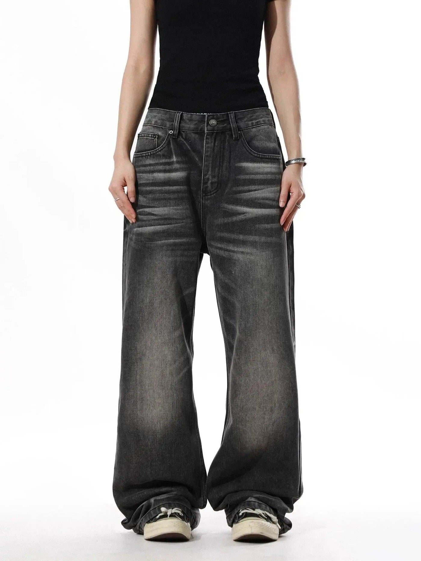 Vintage Distressed Straight Leg Jeans
