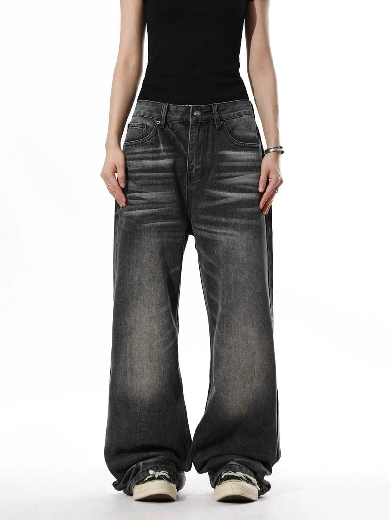 Vintage Distressed Straight Leg Jeans
