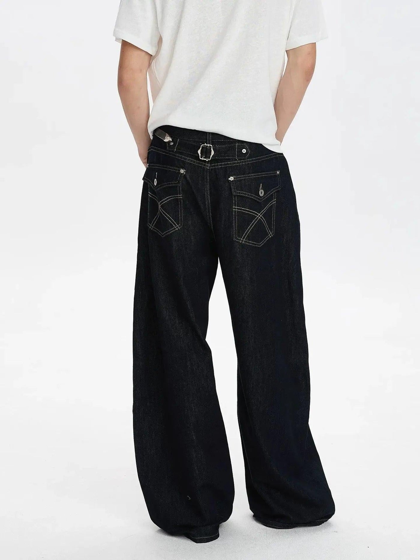 Raw Denim Wide Leg Jeans