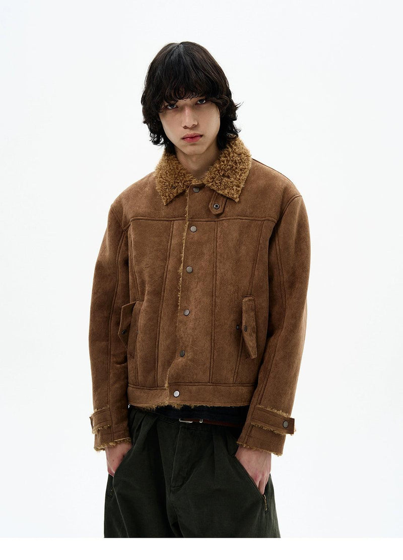 Sherpa Fleece Lined Micro Suede Jacket