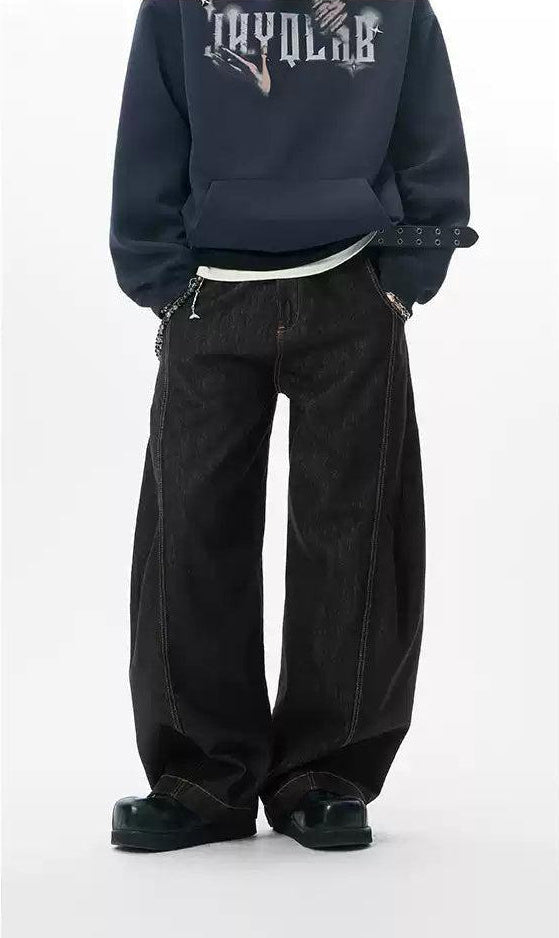 Structured Side Pockets Barrel Jeans