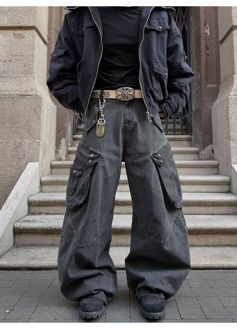 Oversized Pocket Pleats Cargo Pants