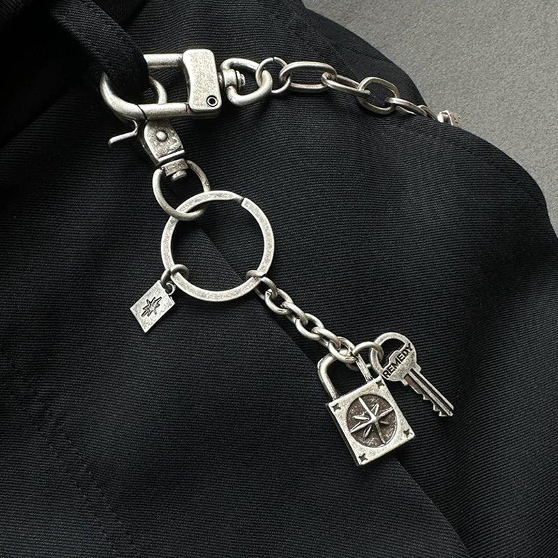 Lock Accessory Detailing Pants Chain