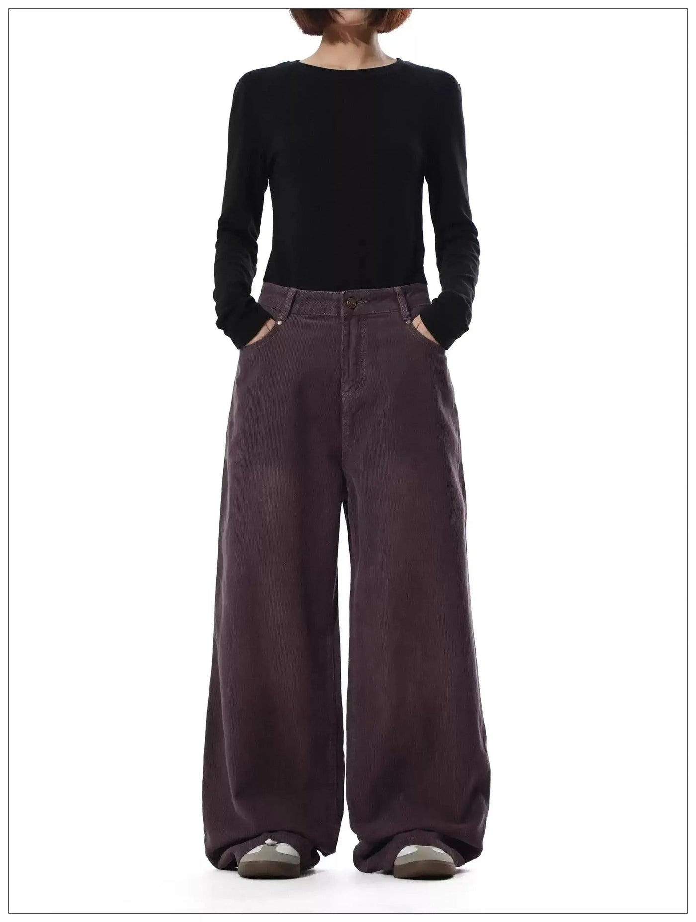 Retro Solid Color Corduroy Pants