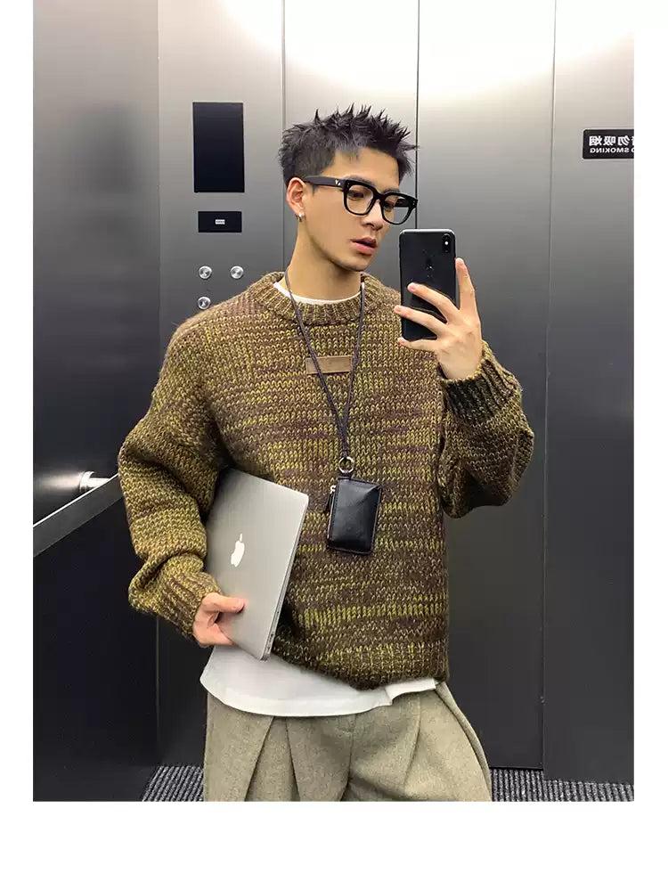 Vintage Textured Contrast Sweater