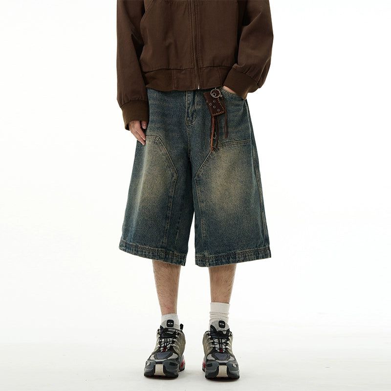 Washed Wide Denim Shorts