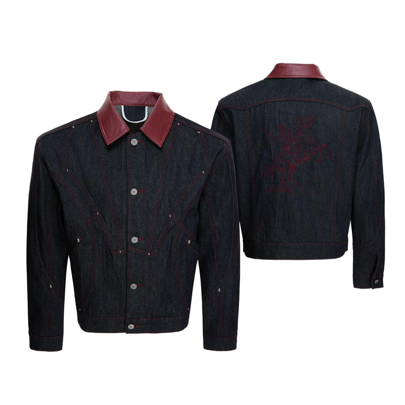 Contrast Collar Outlined Denim Jacket