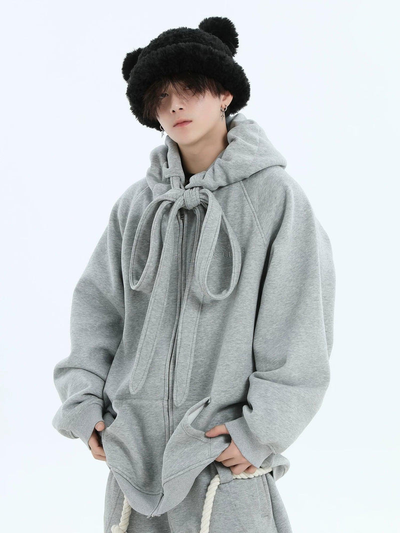 Chunky Drawstring Zip-Up Hoodie