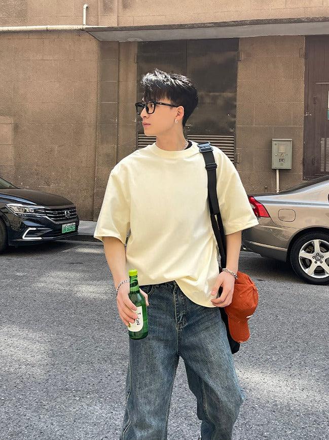 Solid Double Stitched Seam T-Shirt