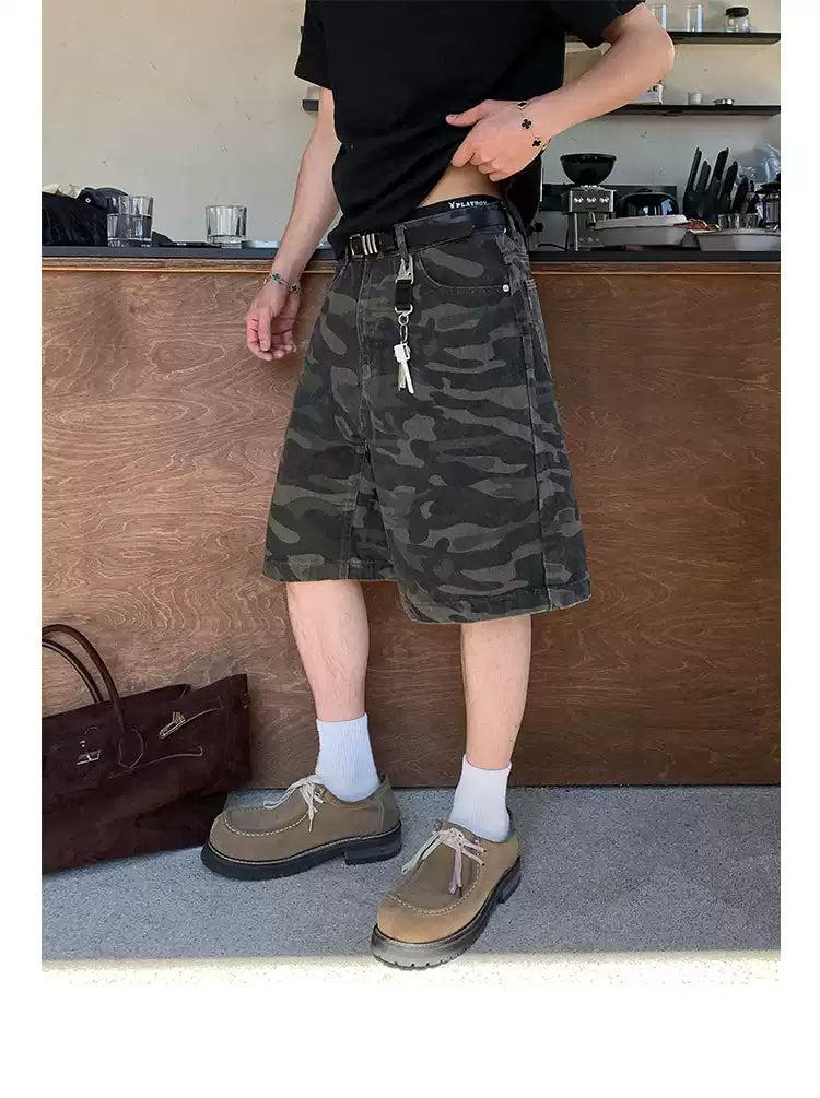 Washed Camouflage Cargo Shorts