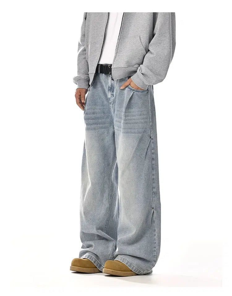 Light Washed Loose Wide Jeans