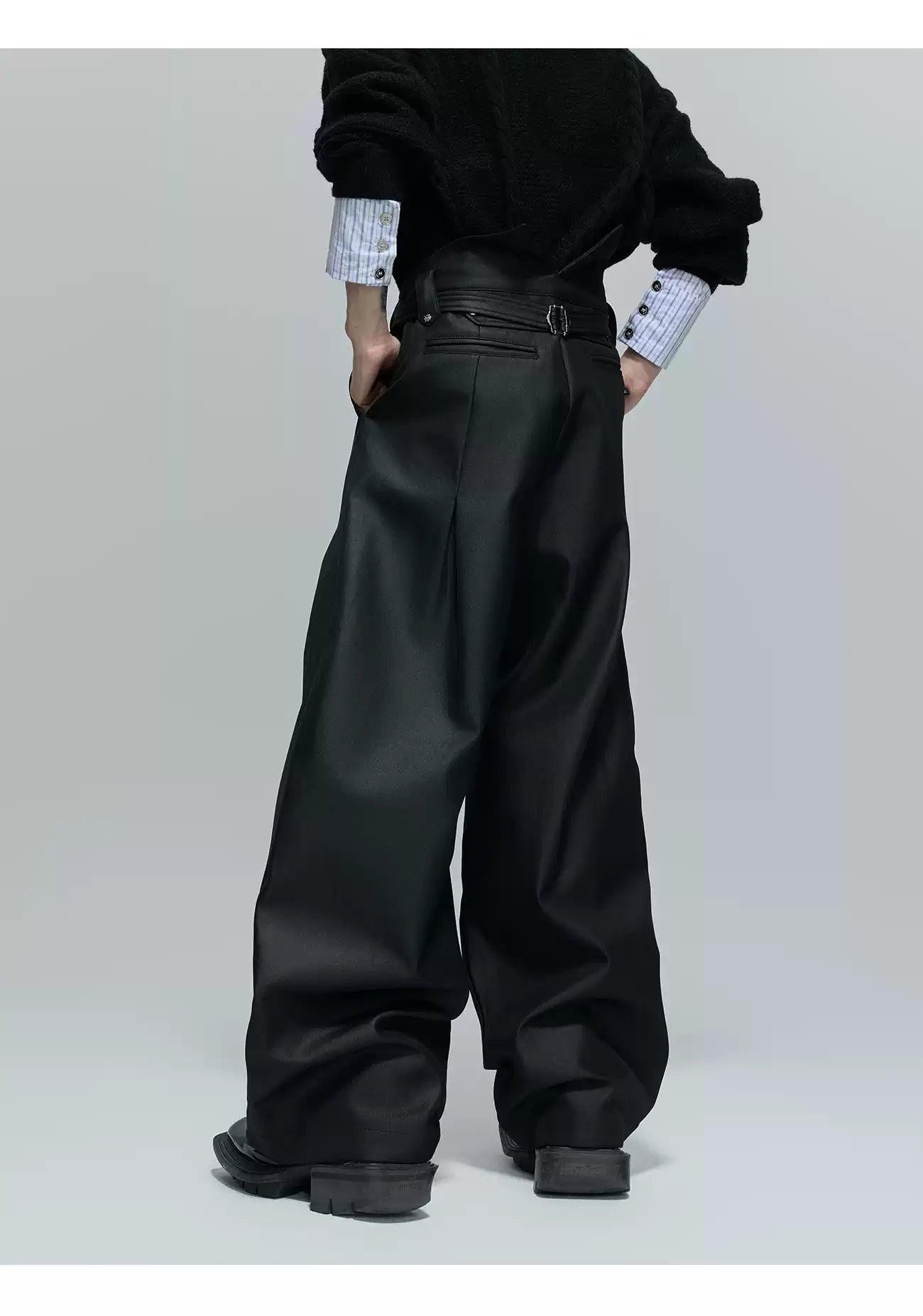Strap Belt Wide Leg Sheer Pants