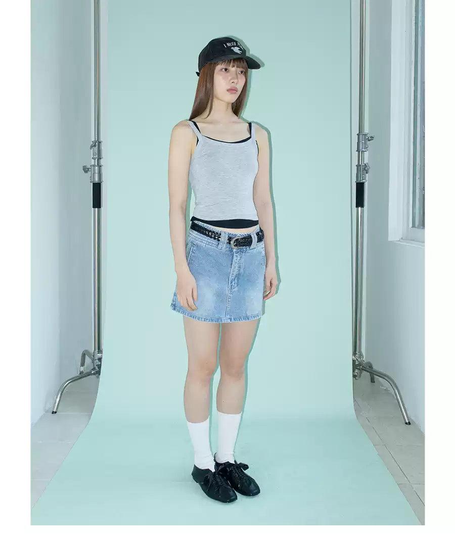 Faded Mini Denim Skirt