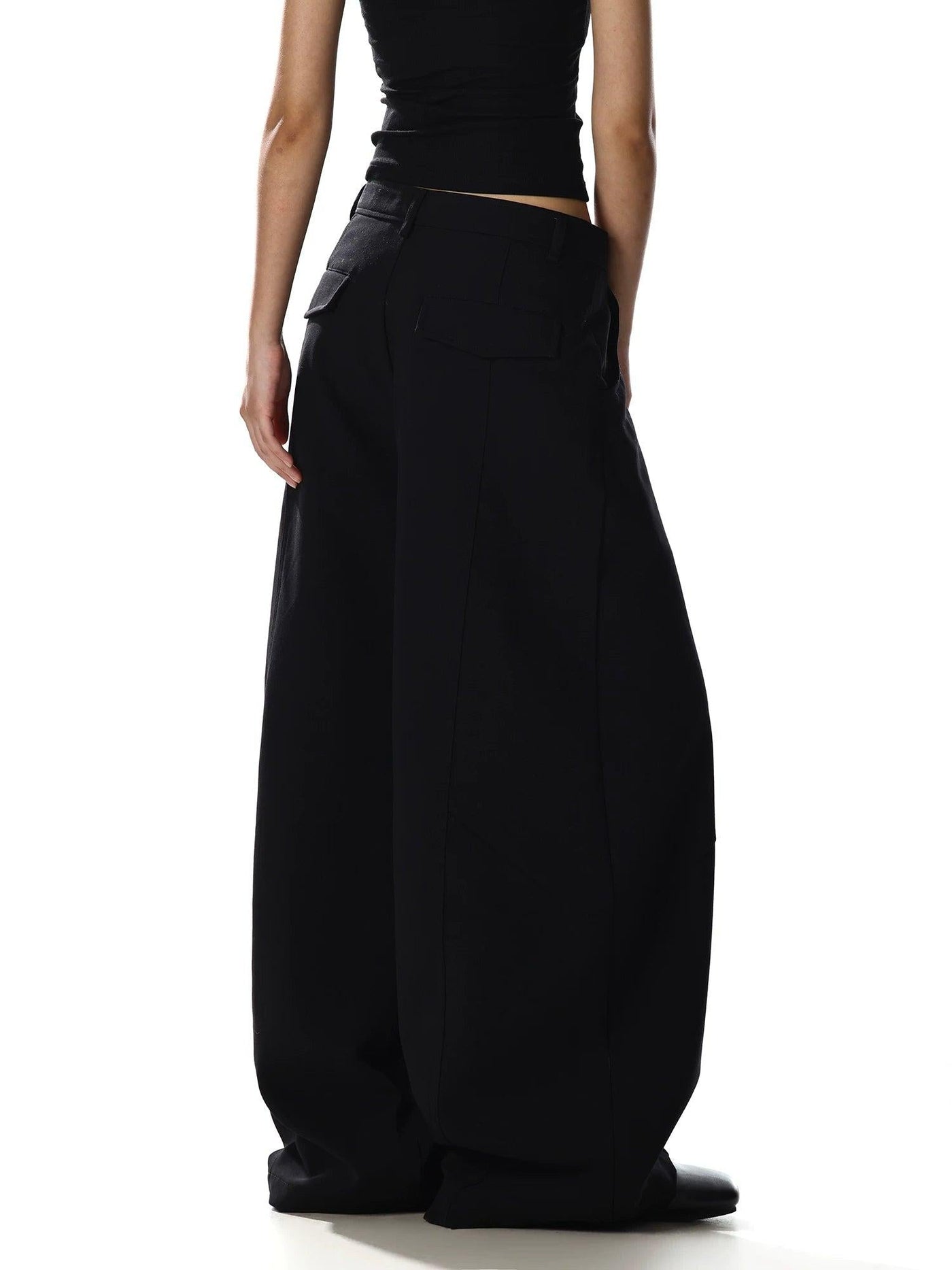 Curved Seam Wide Leg Trousers