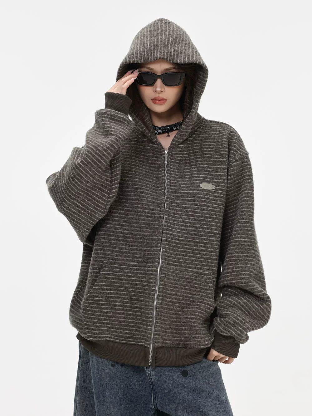 Cozy Striped Zip-Up Hoodie