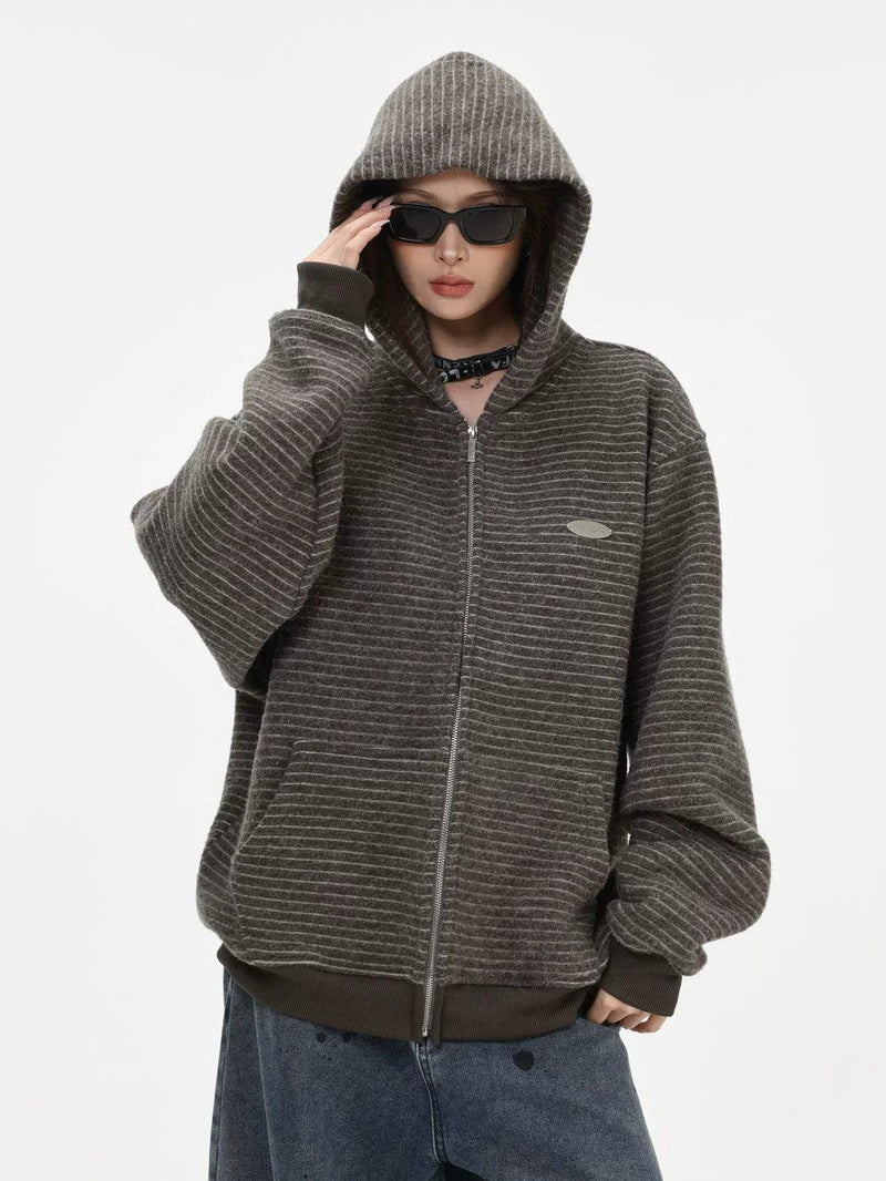 Cozy Striped Zip-Up Hoodie