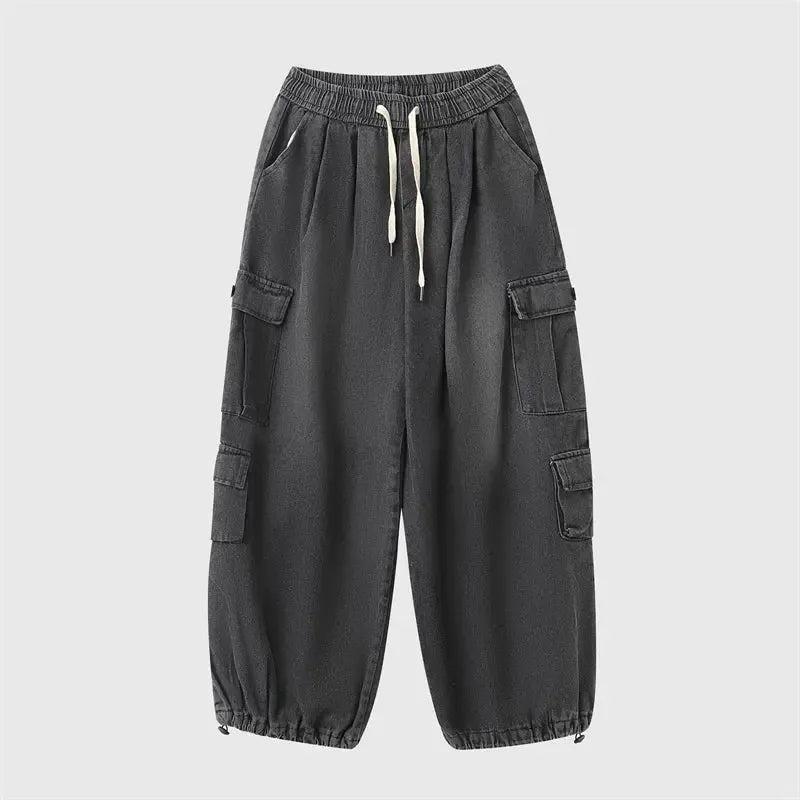 Washed Loose Fit Cargo Jeans