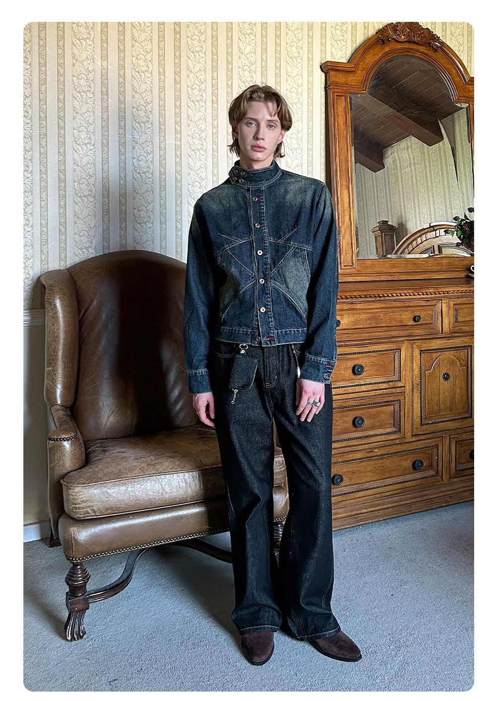 Structured Faded Denim Jacket
